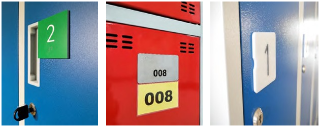 Przykładowe szafki dla uczniów – z odpowiednim kontrastem kolorystycznym i czytelną numeracją
